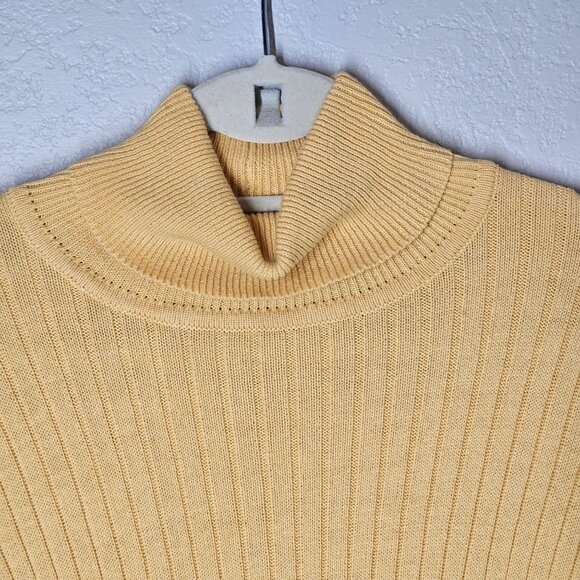 Jeanne Pierre Woman's Med Cotton Ribbed Turtleneck Knit Sweater Yellow Medium - Picture 2 of 12